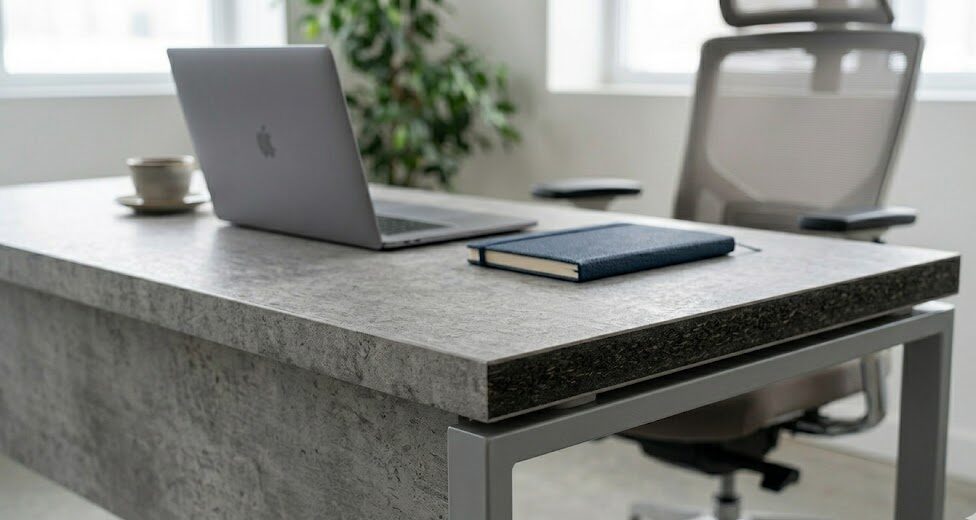 Islak zeminlerde, mutfaklarda veya dış mekan kullanımında yüksek nem ve darbelere karşı dayanıklılığını gösteren kalın compact panel mdf levha detayı.