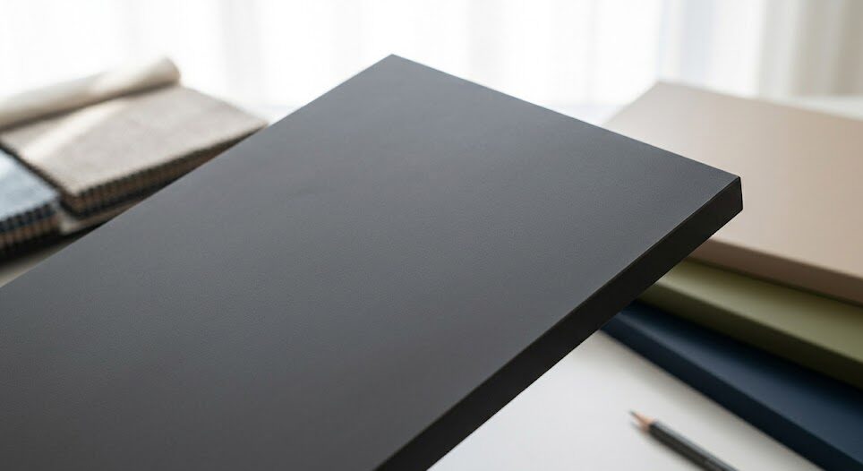 Modern bir mutfakta <strong>Supramat MDF</strong> ile tasarlanmış, <strong>mat yüzey</strong> ve <strong>soft touch doku</strong>ya sahip, <strong>parmak izi tutmayan</strong> dolap kapakları.