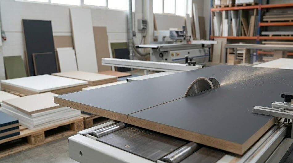 Modern bir mutfak tasarımında, parmak izi tutmayan mat yüzeyli Supramat MDF panellerden yapılmış şık dolap kapakları.