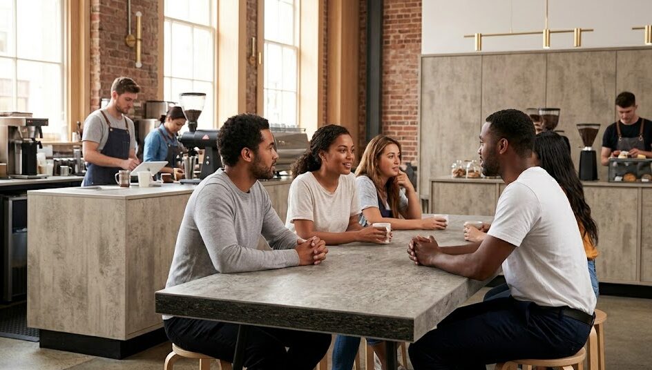 Ticari bir mutfak ortamında, kimyasal temizleyicilere ve suya dayanıklı, hijyenik compact panel mdf yüzeylerin yakın çekim görüntüsü.